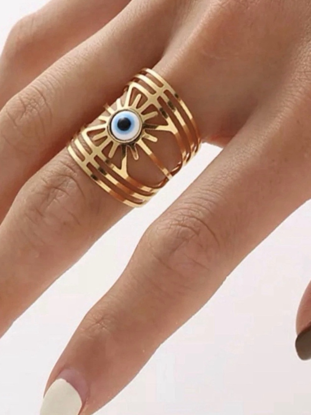 Gold Evil Eye Statement Ring - Women Jewelry
